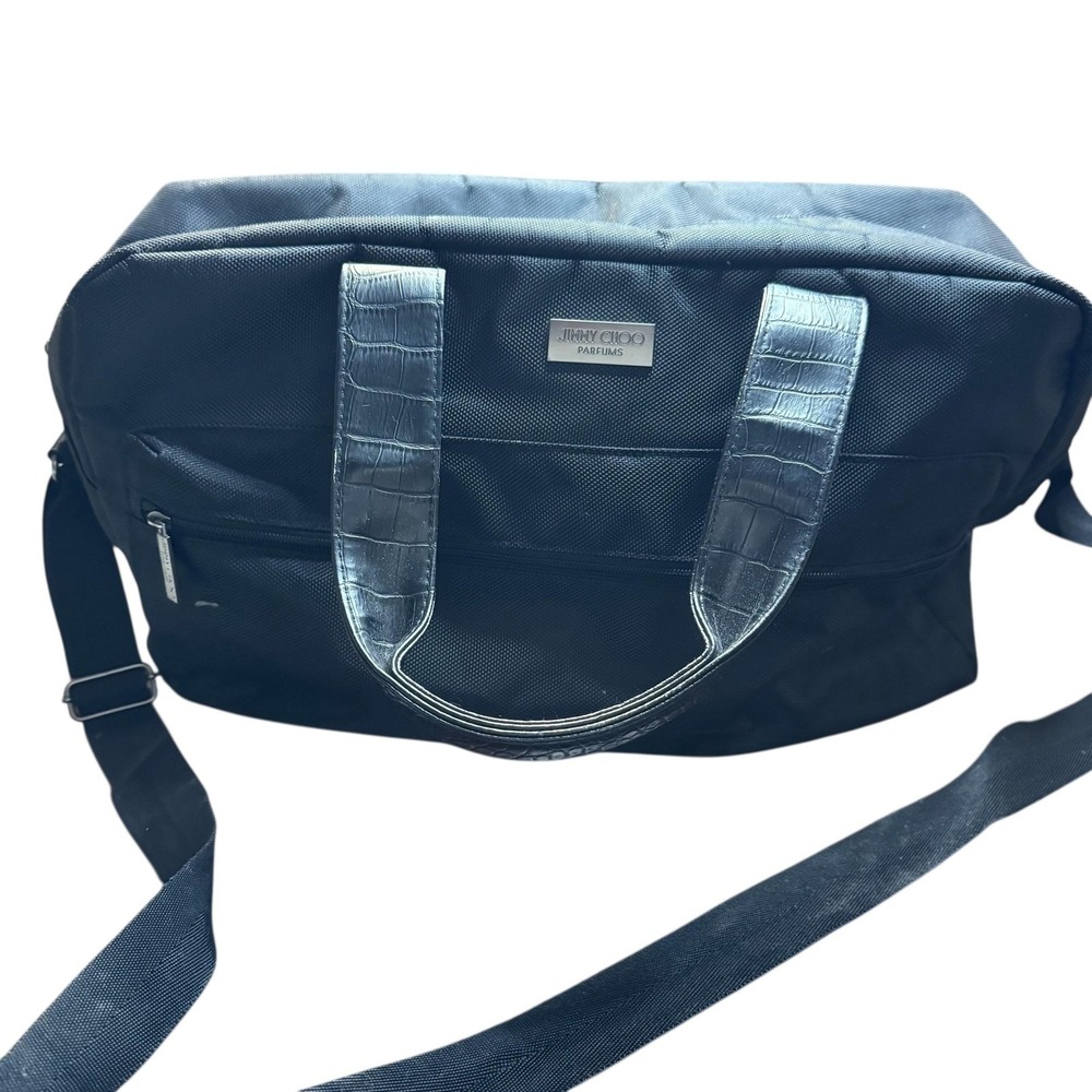Jimmy Choo Black Travel Duffel‎ Bag Womens Shoulder Carry On Weekender Overnight